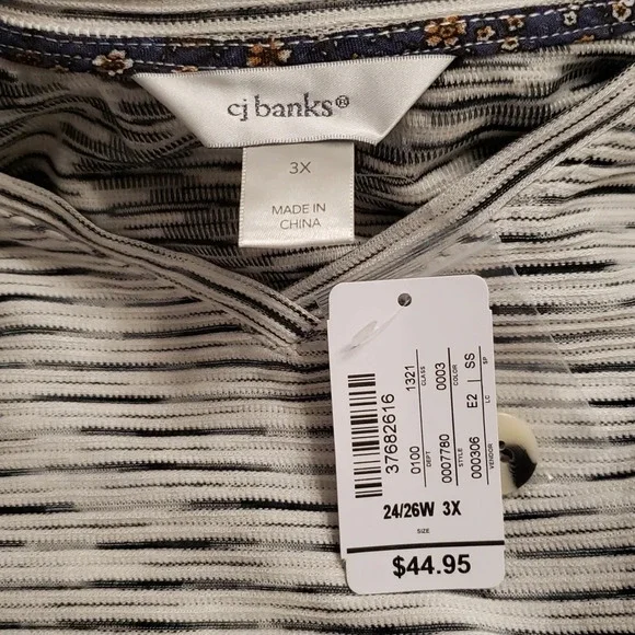 Button Back Space Dye V-neck Top CJ Banks Plus Size 3X - Picture 6 of 10